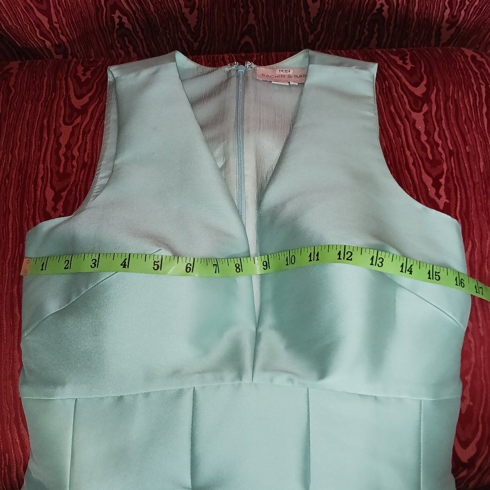 SACHIN & BALI Samira Long 2 Pockets Sequin Mint Turquoise Gown Women's Sz 2 - Picture 12 of 16